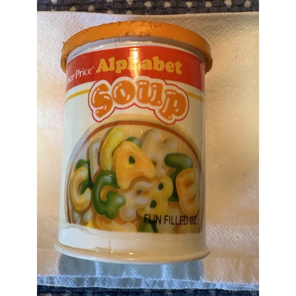 Vintage 1987 Fisher-Price Alphabet Soup Can‎ Fun With Food Play Food